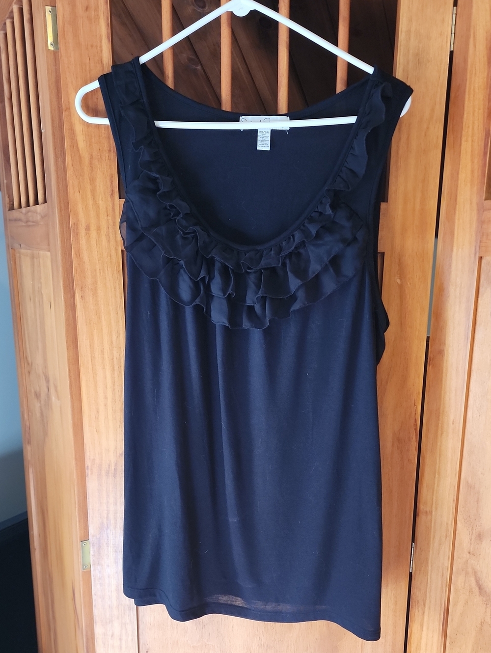 French Laundry Black Ruffle Scoop Neck Camisole